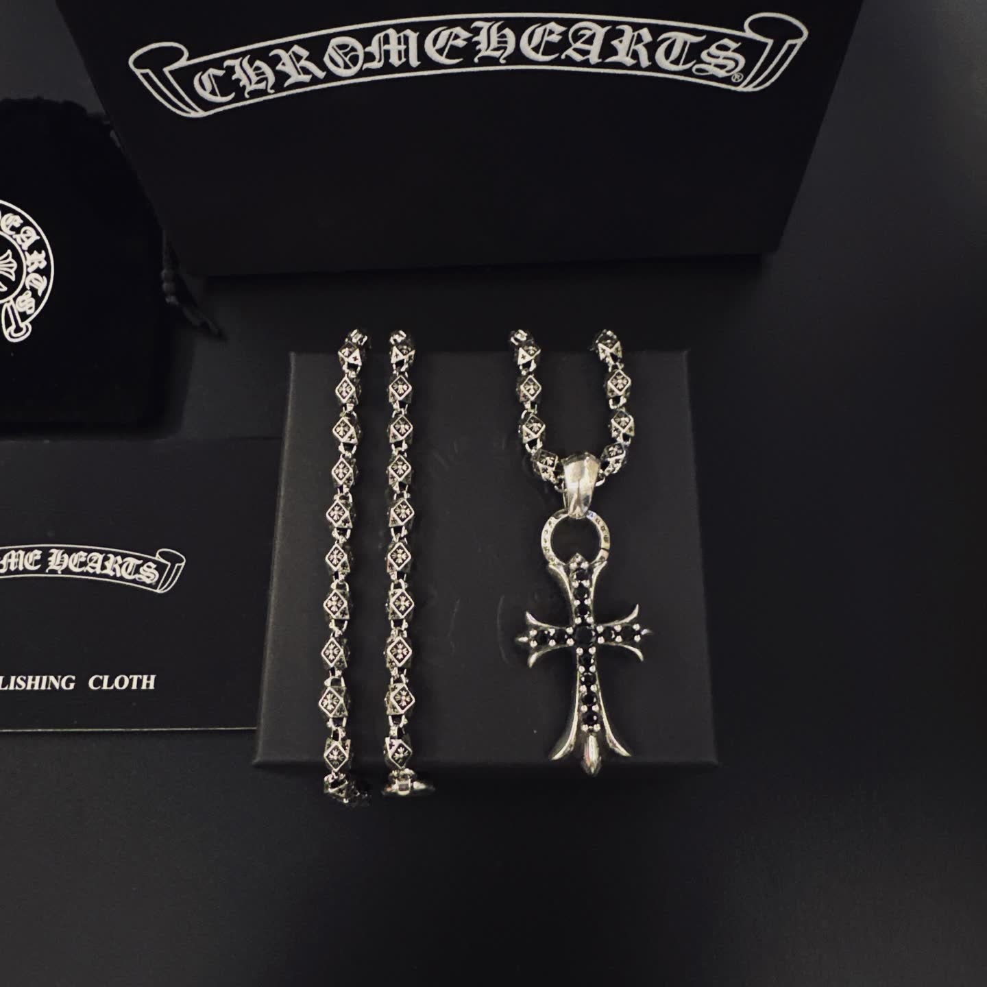 Chrome Hearts Silver Cross Pendant Necklace